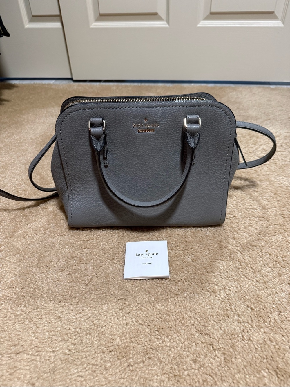 Kate Spade Jackson Street Pebbled Leather Satchel Crossbody Gray